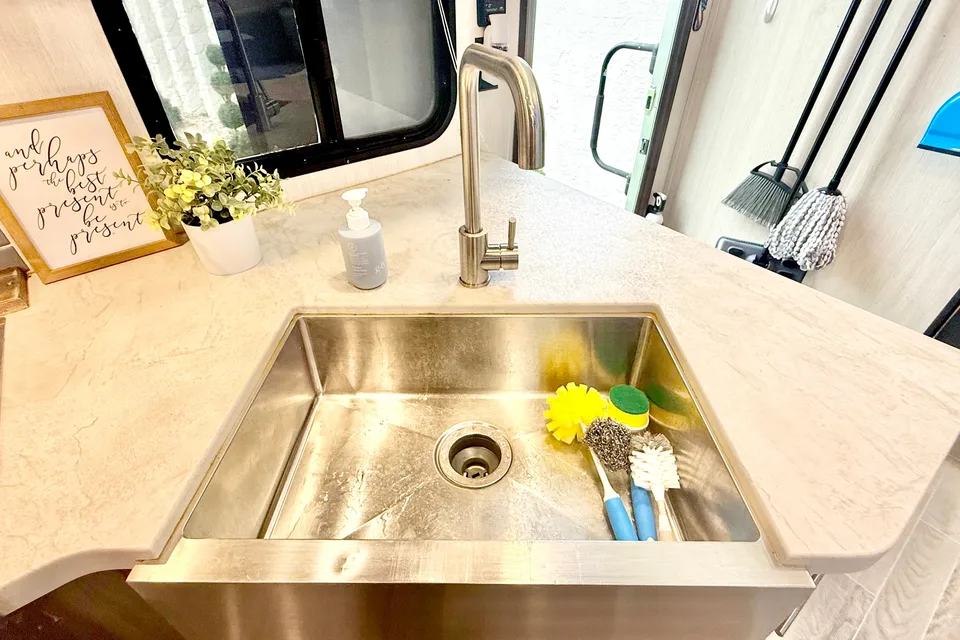 Blue Haven Bunk House Outside Kitchenette  Forest River Te29 Travel Trailer