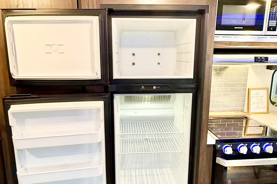 Blue Haven Bunk House Outside Kitchenette  Forest River Te29 Travel Trailer