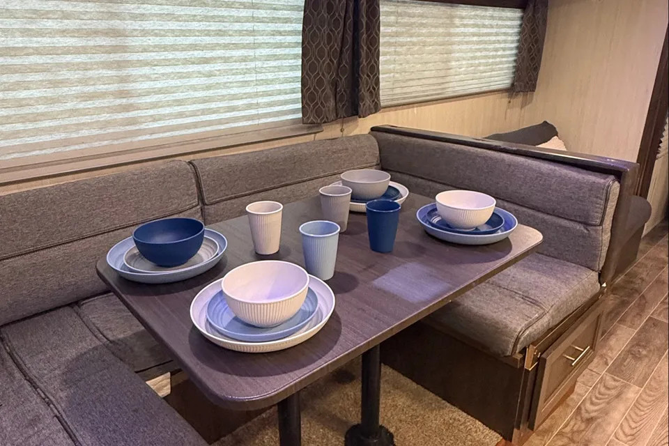 Blue Haven Bunk House Outside Kitchenette  Forest River Te29 Travel Trailer