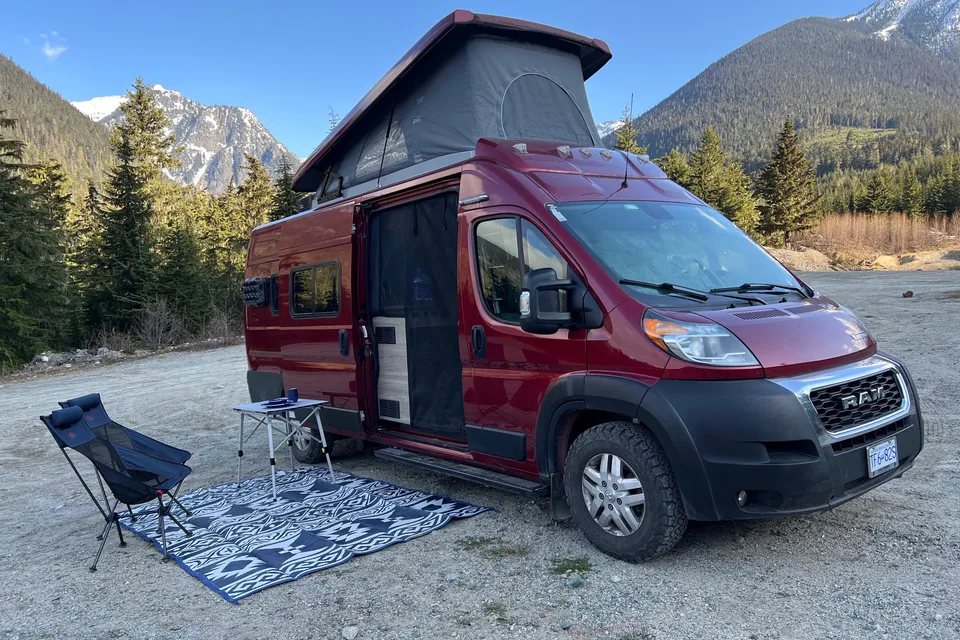 Red Van Winnebago Solis PX - Off-Grid, Lithium, Heater, Sleeps 4