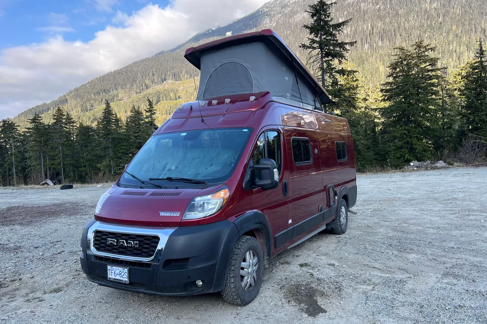 Red Van Winnebago Solis PX - Off-Grid, Lithium, Heater, Sleeps 4