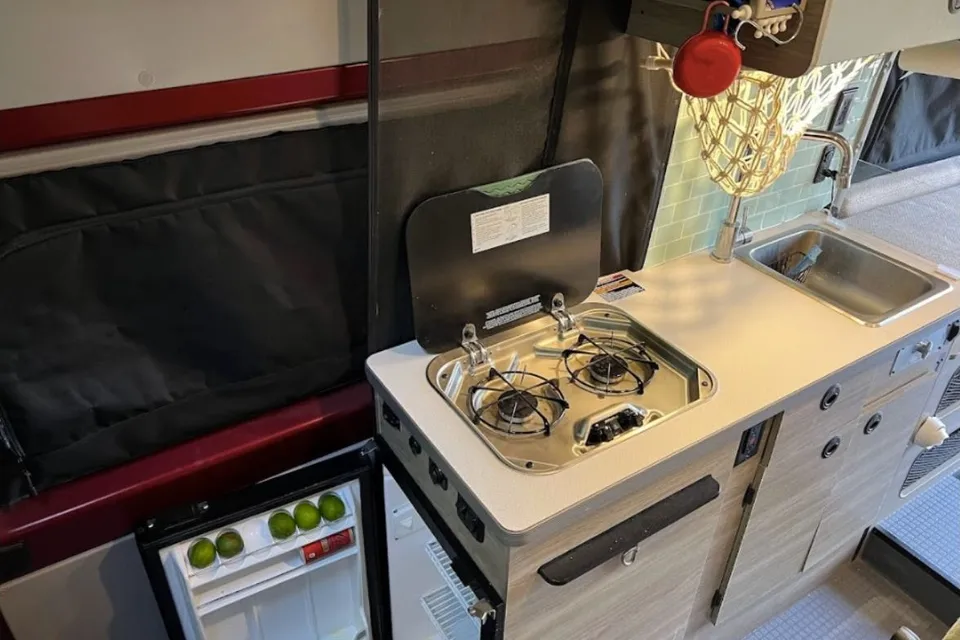 Red Van Winnebago Solis PX - Off-Grid, Lithium, Heater, Sleeps 4