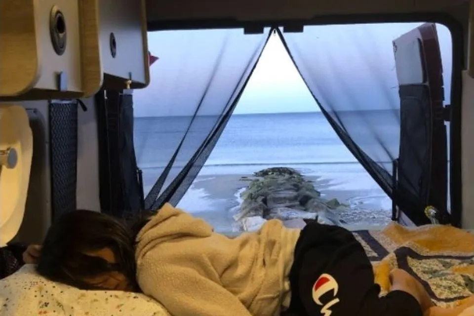 Red Van Winnebago Solis PX - Off-Grid, Lithium, Heater, Sleeps 4