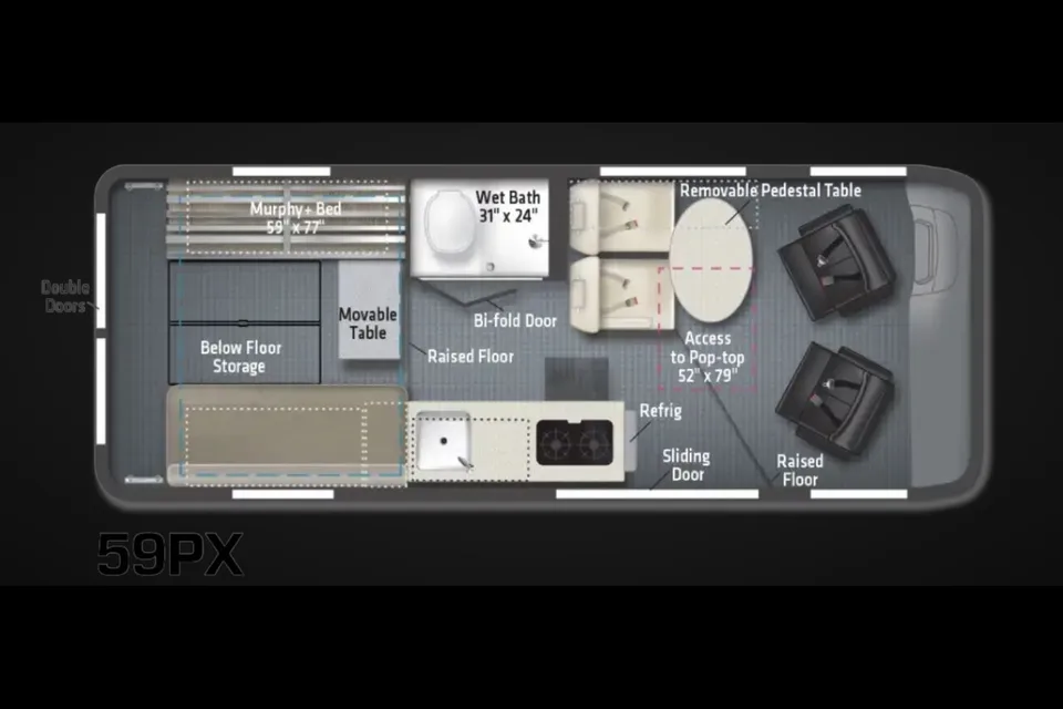 Red Van Winnebago Solis PX - Off-Grid, Lithium, Heater, Sleeps 4