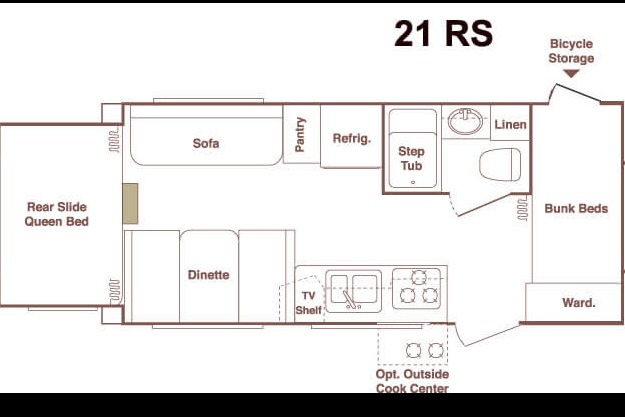 Cute, fully stocked Keystone Outback with rear slide sleeps 6