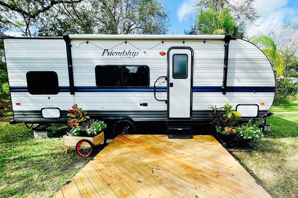 Home sweet home on a travel trailer