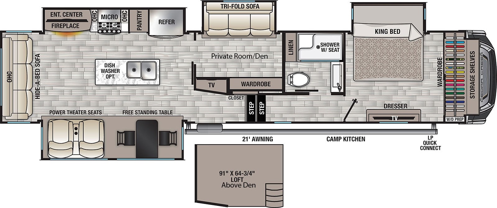 NEW 43' LUXURY 2 BEDROOM FIFTH WHEEL - SLEEPS 8