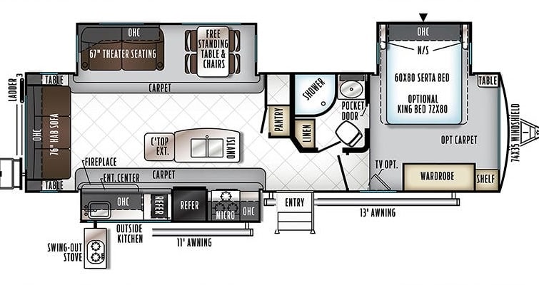 SIGNATURE w/ Private Master, Kitchen Island, Elec Fireplace & Outdoor Kitchen