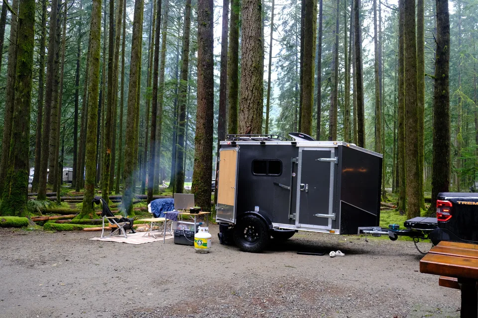Cozy Off-Grid Cabin Trailer | Sleeps 2 | Solar + Water + Kitchen