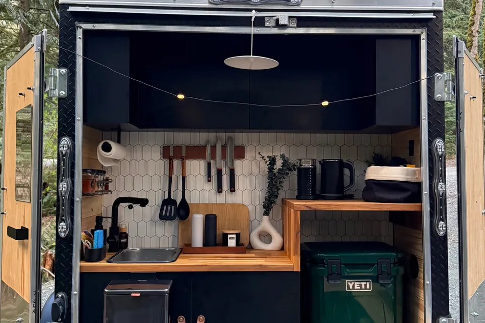 Cozy Off-Grid Cabin Trailer | Sleeps 2 | Solar + Water + Kitchen