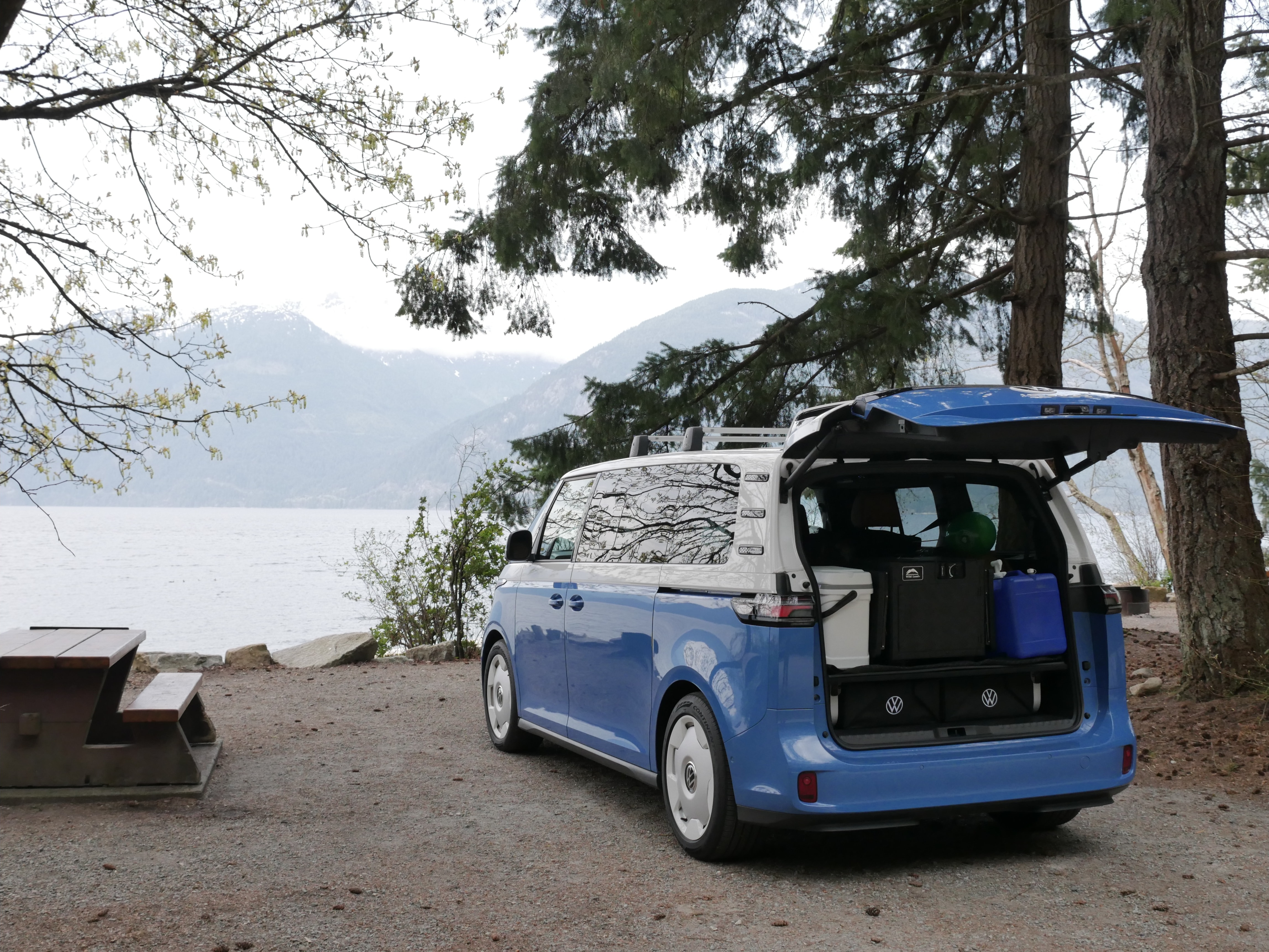 Iconic, Zero Emission Camping with an Volkswagen ID. BUZZ