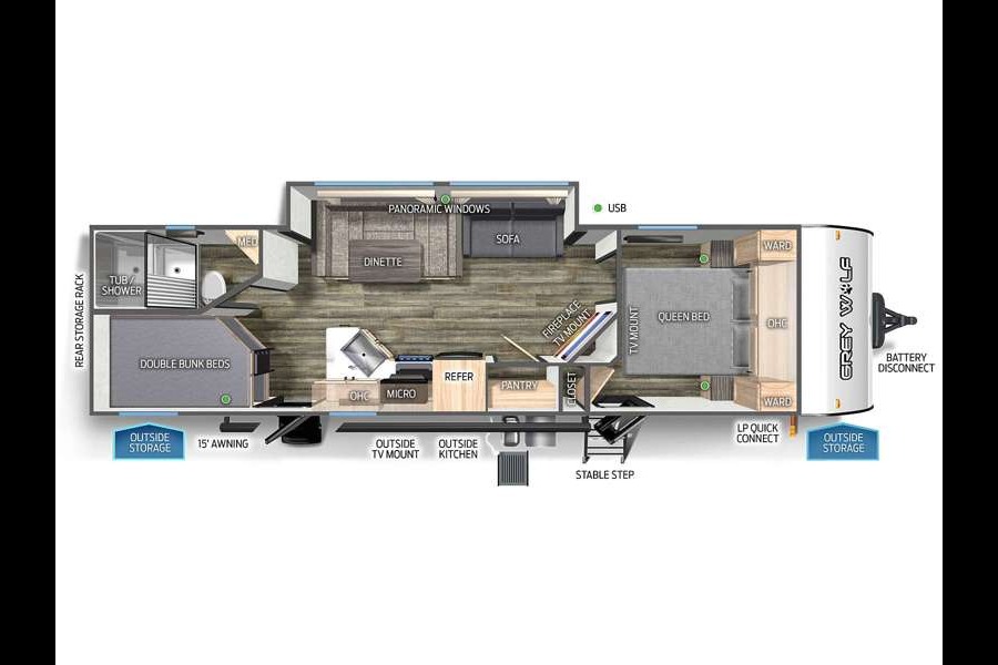 SDRV Rentals Forest River Grey Wolf 27BHC Travel Trailer