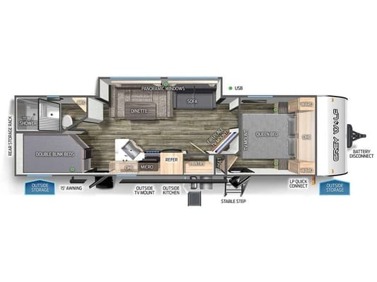 SDRV Rentals Forest River Grey Wolf 27BHC Travel Trailer