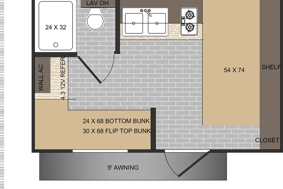 Solar-powered, light-weight, family adventure bunk house