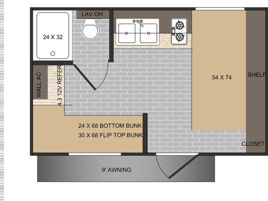 Solar-powered, light-weight, family adventure bunk house