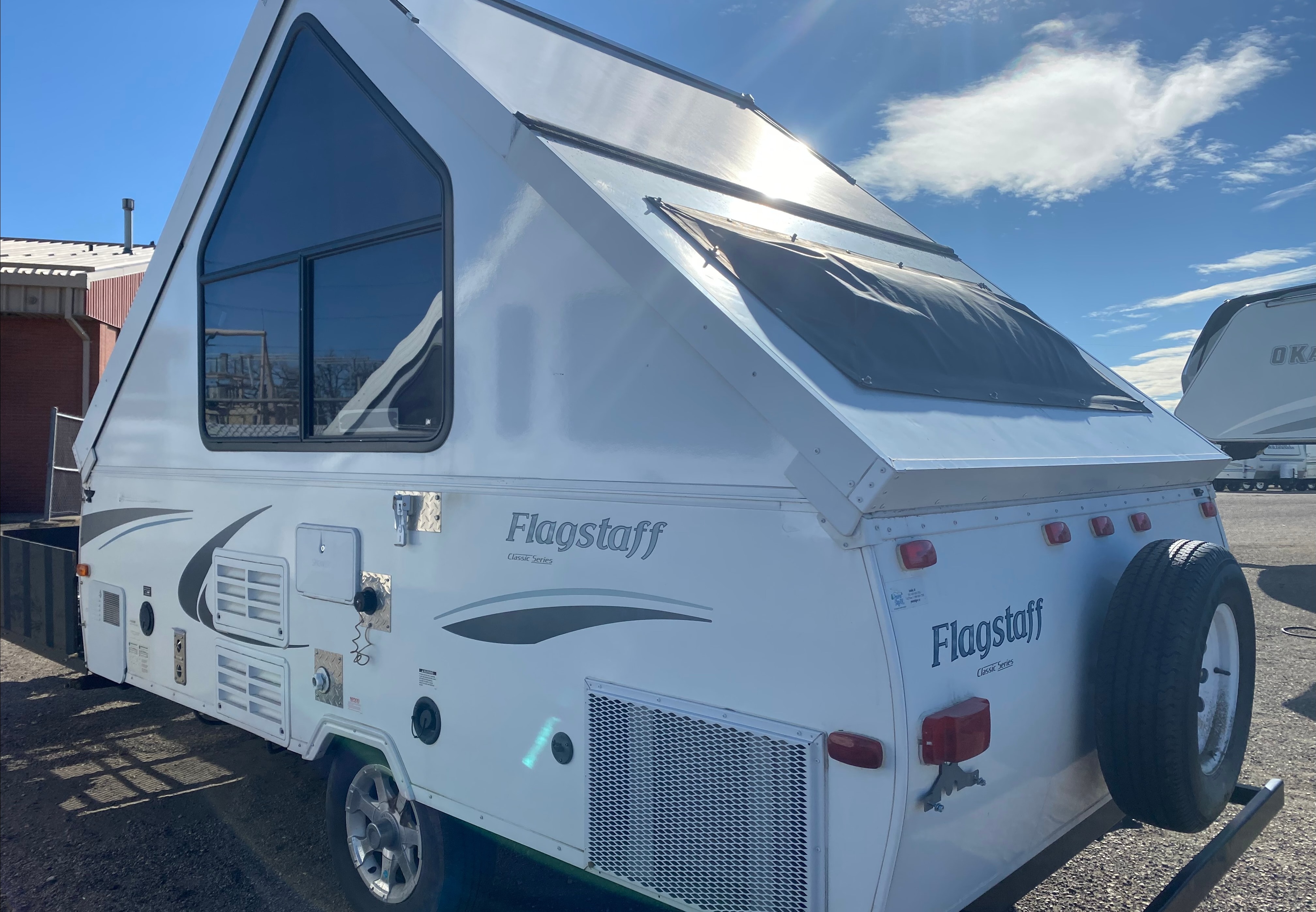 Musesica Forest River Flagstaff 12SDTH toy hauler A Frame Travel Trailer