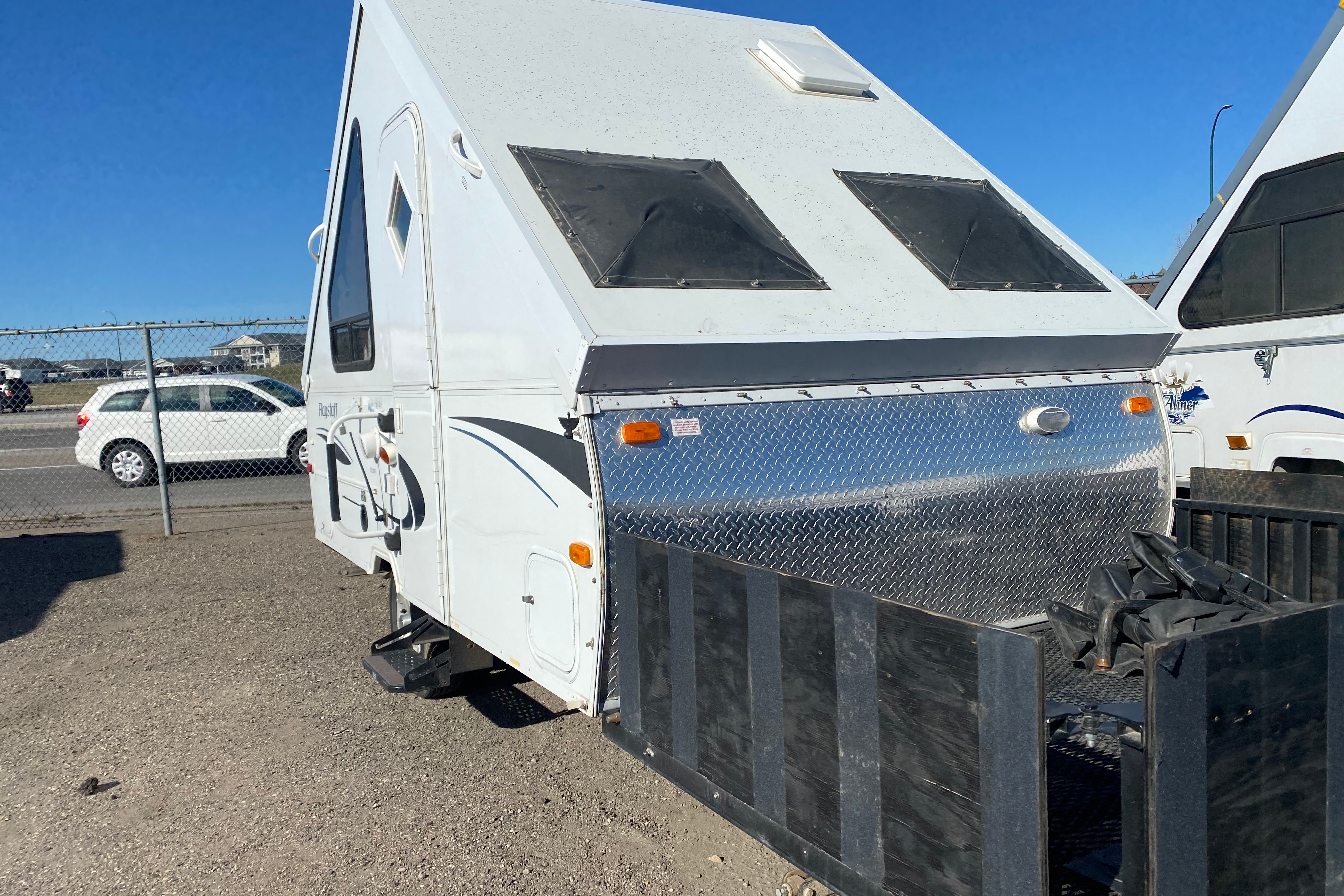 Musesica Forest River Flagstaff 12SDTH toy hauler A Frame Travel Trailer