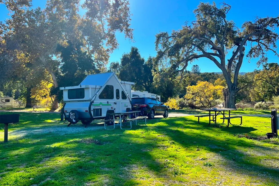 Experience Central Coast Camping in a Cute Aliner Classic Travel Trailer near the Coast (No Dunes)