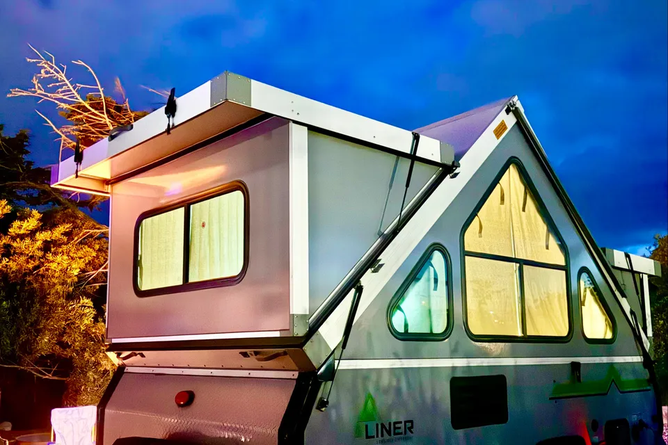 Experience Central Coast Camping in a Cute Aliner Classic Travel Trailer near the Coast (No Dunes)