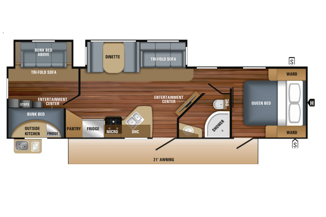 All you need to do is show up!  Fully stocked, transported and set-up at your location, family friendly Jayco White Hawk 31’ Trailer!