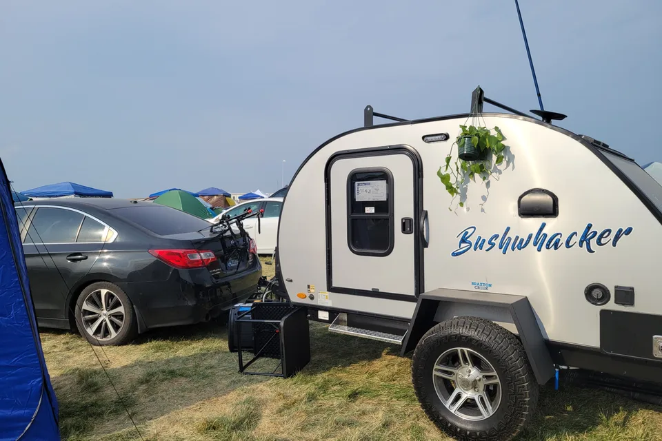 Teardrop trailer glamping