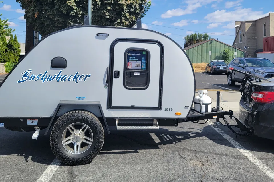 Teardrop trailer glamping