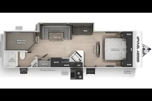 Luxury Greywolf 26DBH Travel Trailer with fireplace