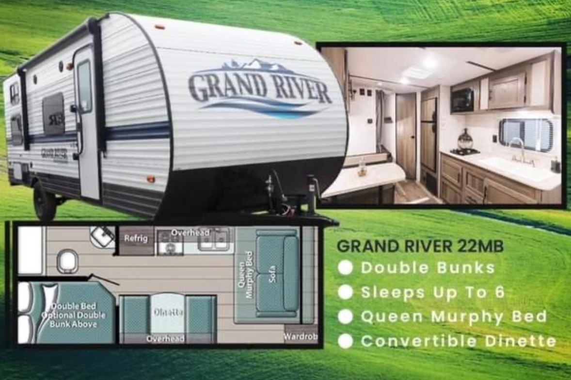 Easy to tow 2022 Grand River 22MB Travel Trailer