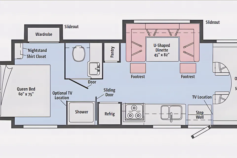 2018 Winnebago Spirit 26A ClassC 3-Slide-out Toilet Bath Separation