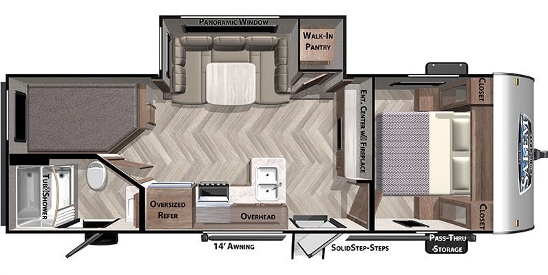 WILDWOOD X-LITE Bunkhouse w/ Keyless Entry, Private Master & Elec Fireplace
