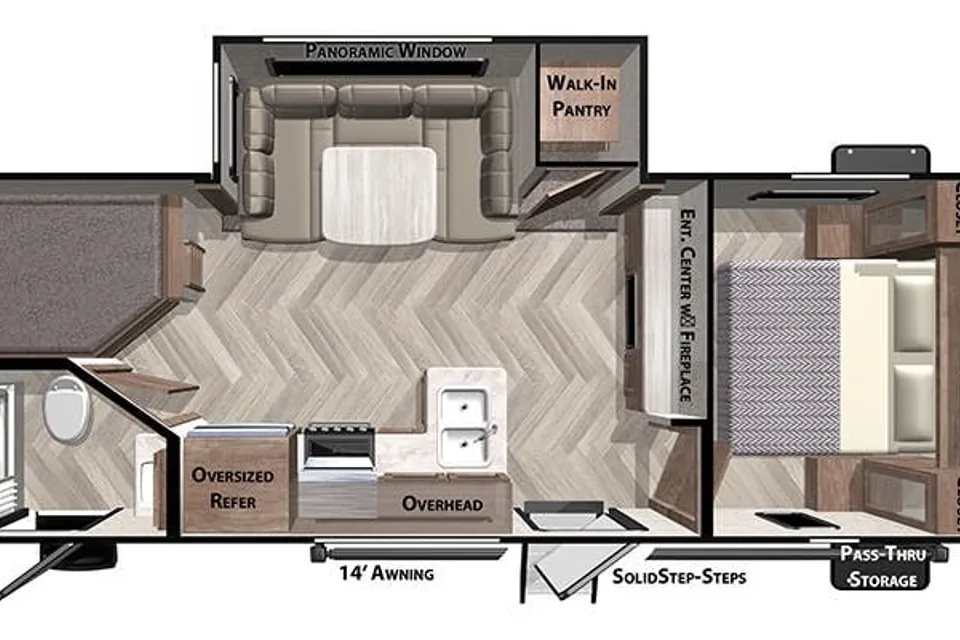 WILDWOOD X-LITE Bunkhouse w/ Keyless Entry, Private Master & Elec Fireplace