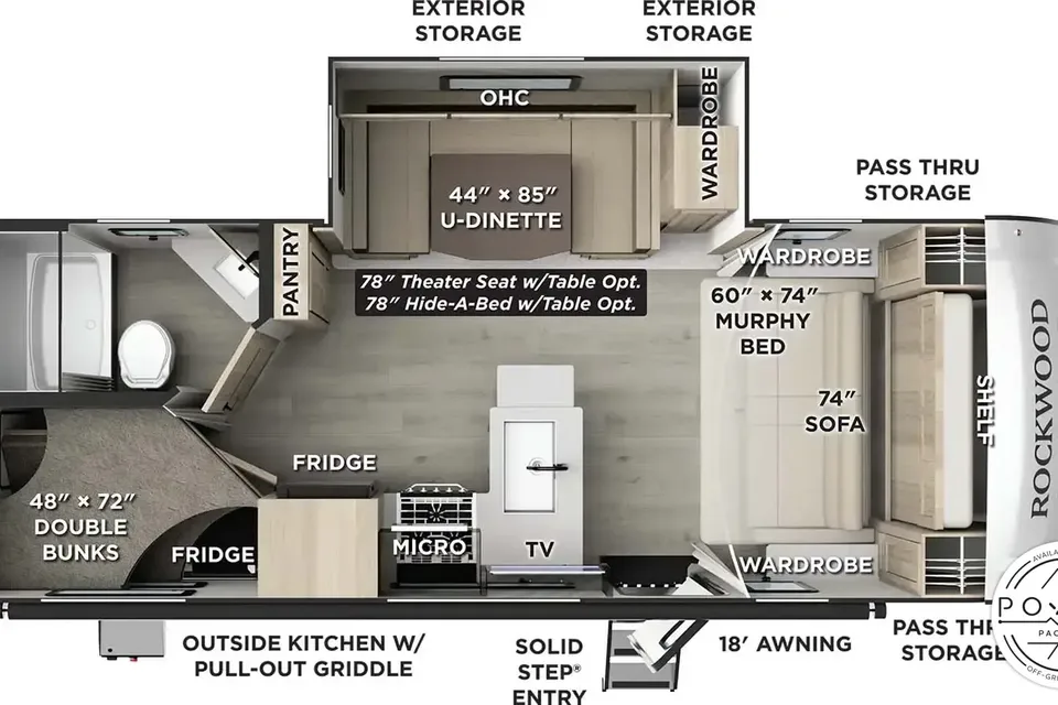 Modern Family Basecamp: 2022 Rockwood w/ Double Bunks & Outdoor Kitchen – Delivery Available!