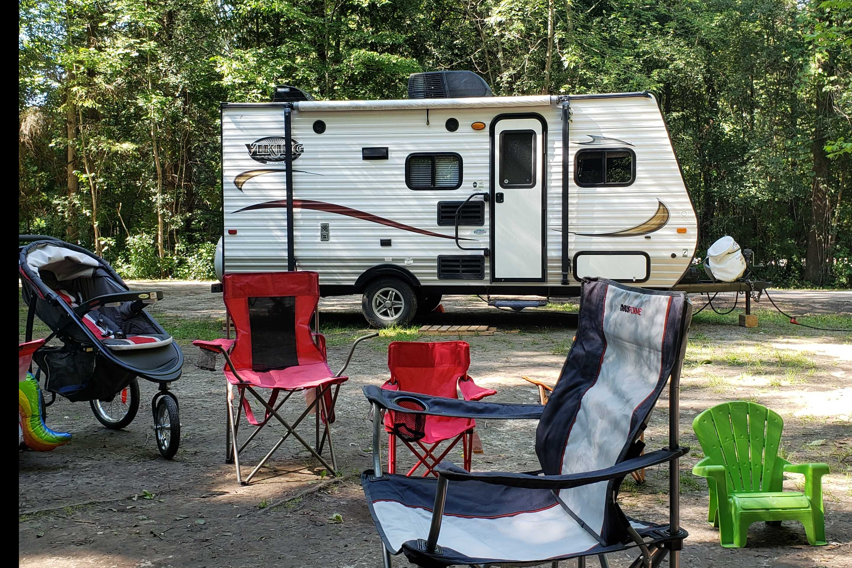 Home away from home in the Forest River viking bunkhouse Travel Trailer