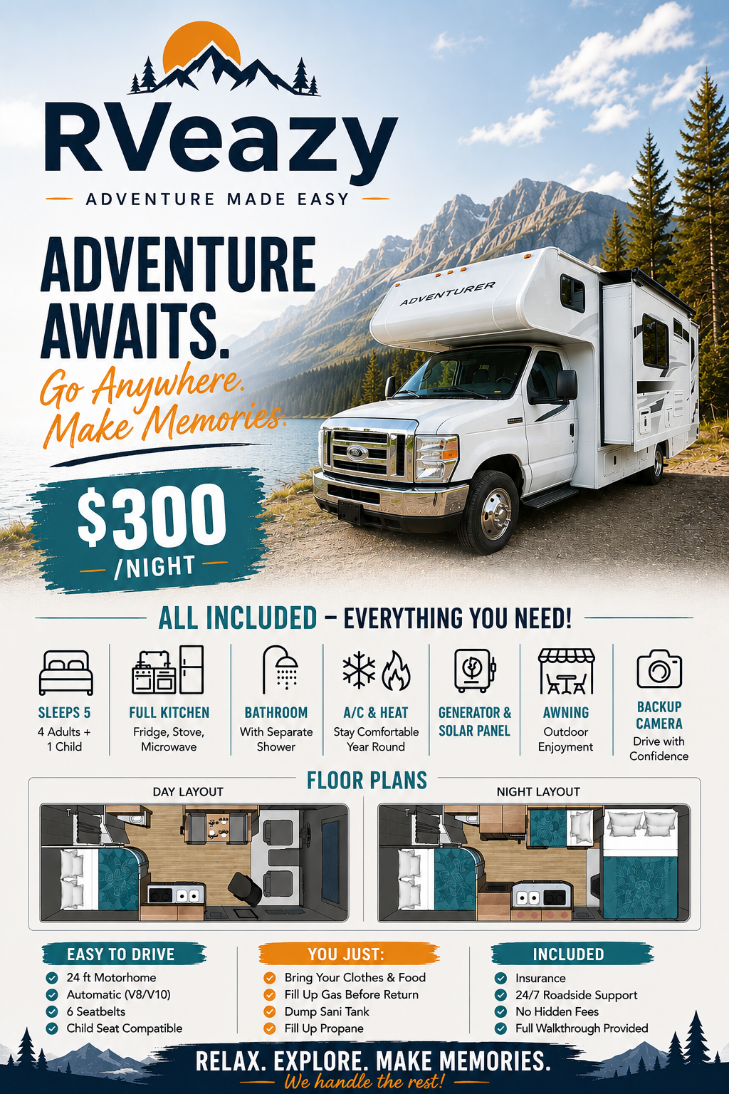 Glamping with Ford E450 Adventure Class C