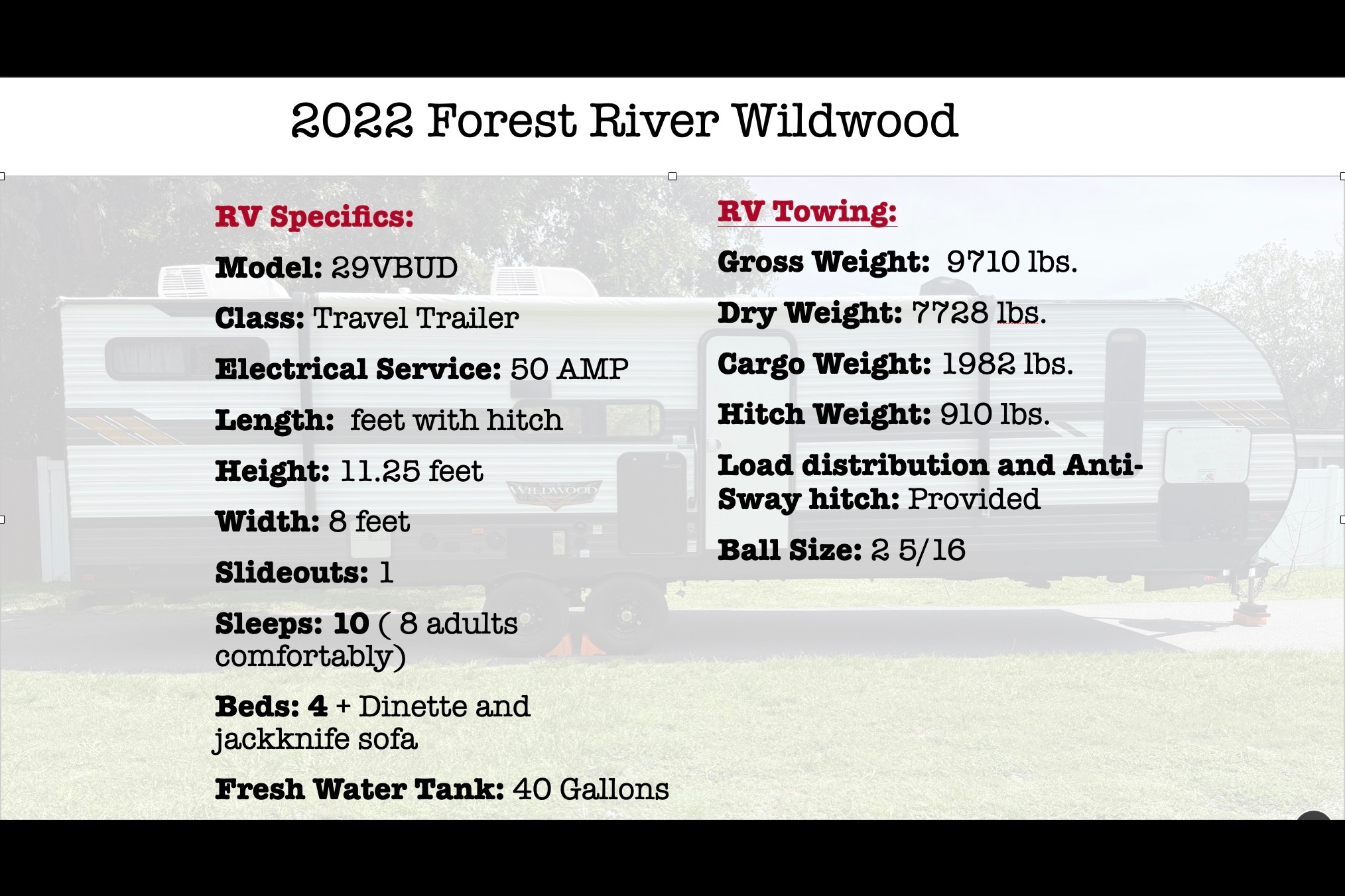Big Bertha's Bunkhouse- 2022 Forest River Wildwood 29VBUD