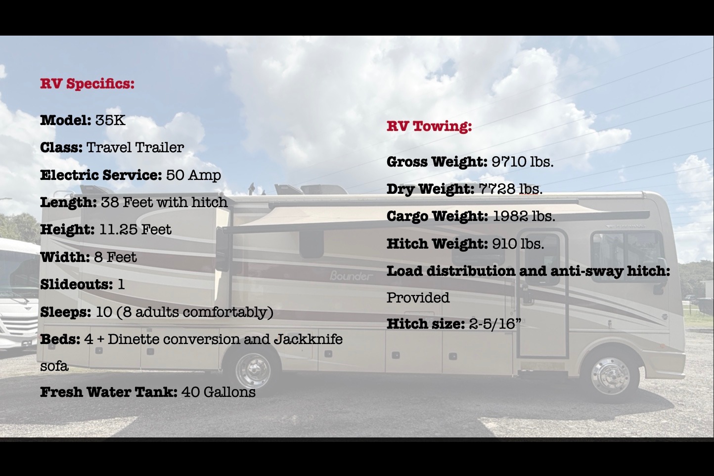 Chief Carl's Caravan- 2016 Fleetwood Bounder Class A
