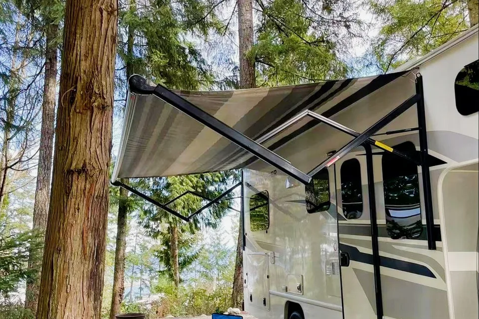 Happy family's motorhome