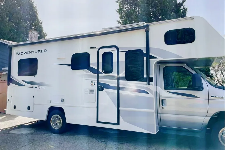 Happy family's motorhome