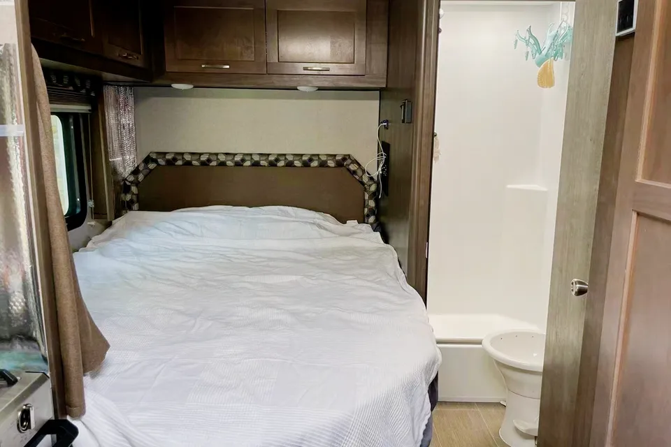 Happy family's motorhome