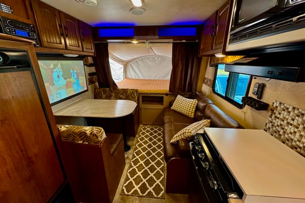 Kids and Pets Friendly SUV towable Jayco X17Z with Theater projector 📽️ Solar Powered Off Grid Ready
