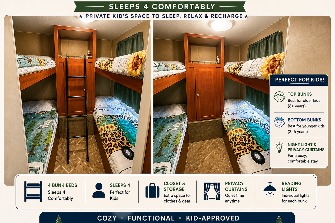Sleeps 10 Bunkhouse RV – Built for Family Adventures, Bikes, Games & Campfire Nights 🌲🔥