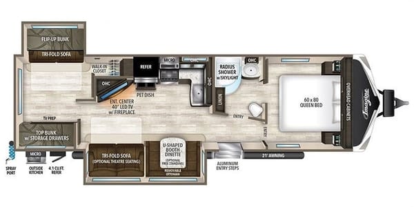 Family friendly 35FT Travel Trailer with Bunk room