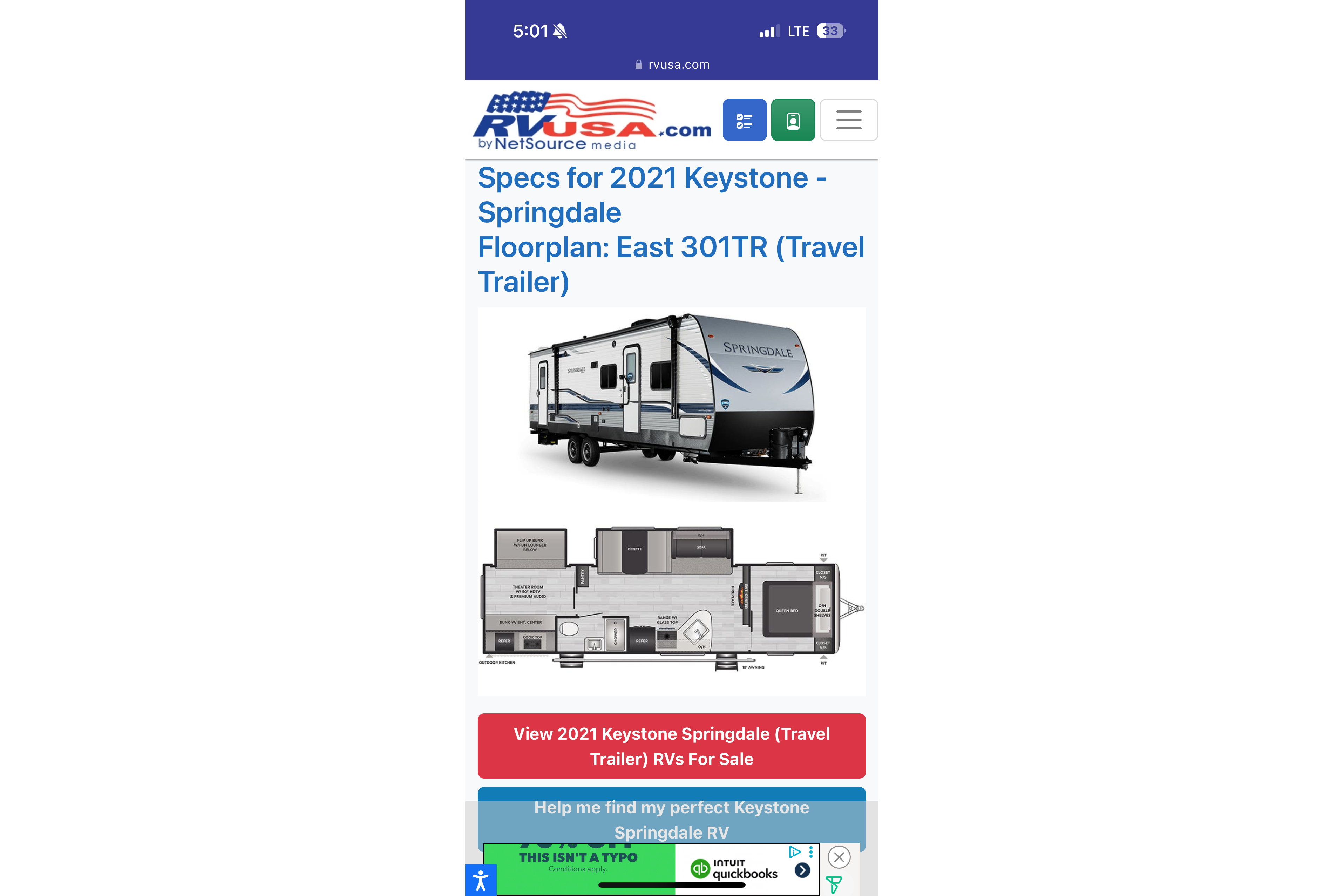 Matthew's Springdale SG301TR Travel Trailer