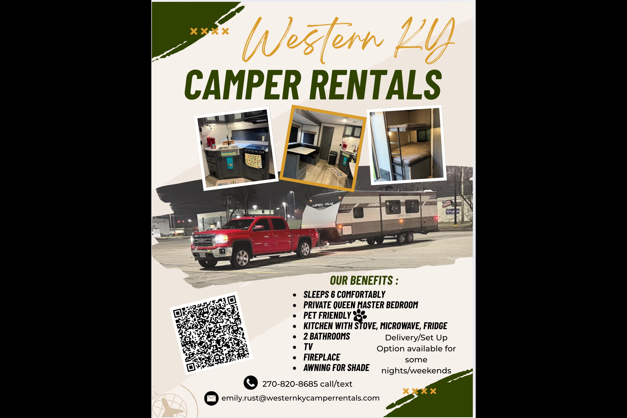 Western KY CamperRentals- 34ft bunk and private queen with 2bath