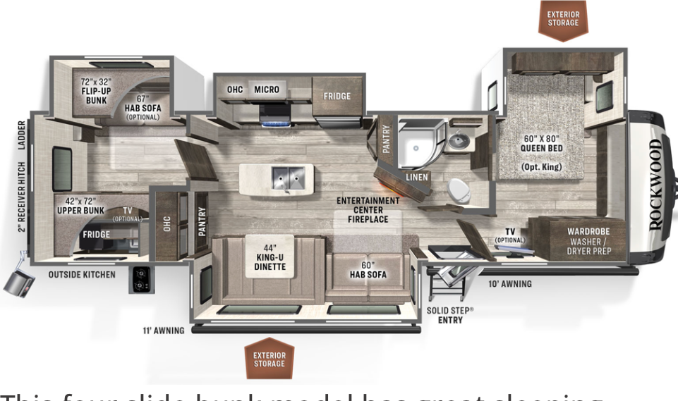  2 bedroom/washer&dryer/sleeps 9,Travel Trailer
