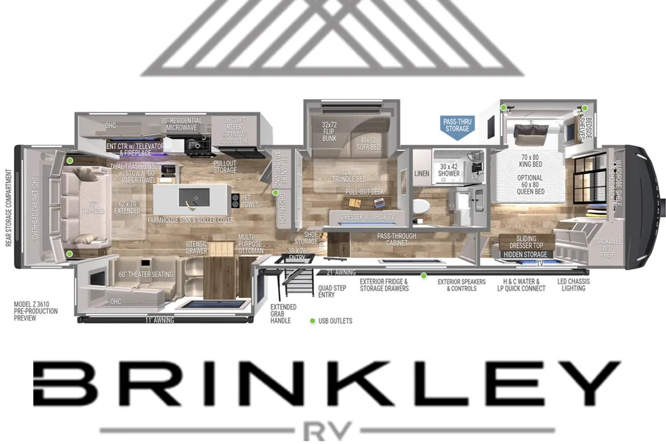 Brinkley Z 3610 2024 - Selette de luxe 8 places (Fifth-Wheel)