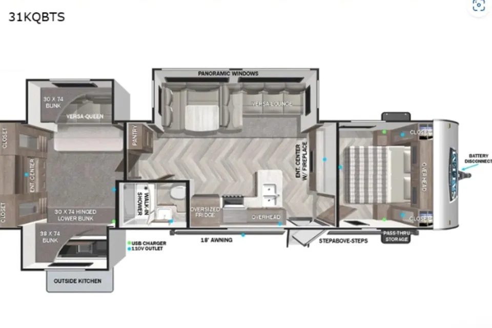 Fireside RV's 2023 Forest River Salem Platinum 31KQBTS Bunkhouse - LMI2008