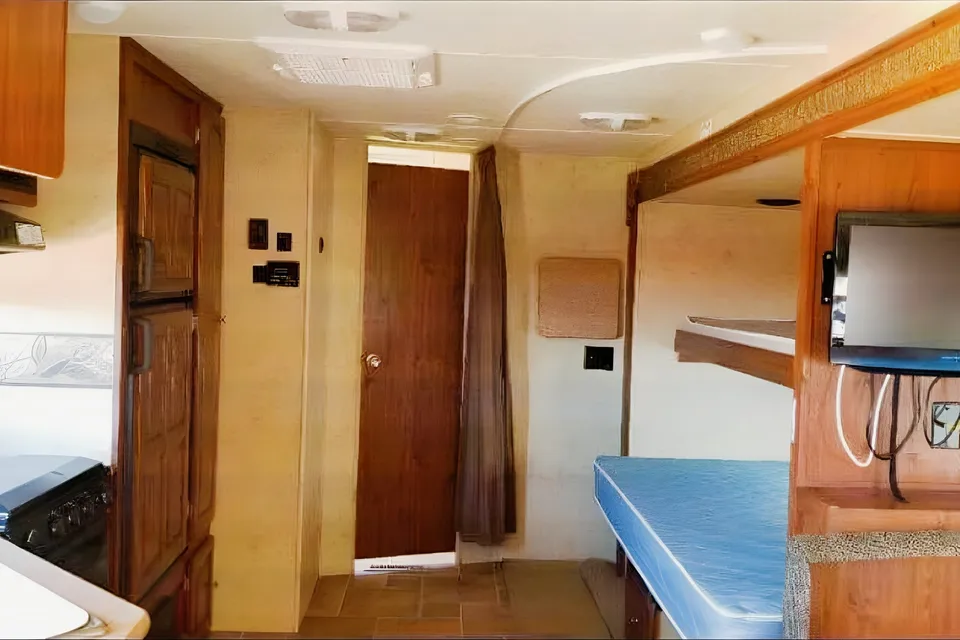 Jessica's 25’ Flagstaff  Trailer with large slide and bunk