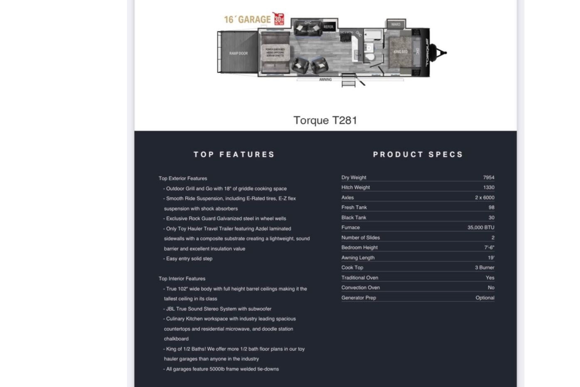 Heartland Torque T281 Toy Hauler